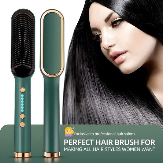 Professional Hair Straightener Tourmaline Ceramic Hair Curler Brush Hair Combo